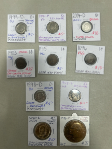 (10) Assorted Collectible Coins: Denver Mint , Philadelphia Mint , Error, Steel Pennies and more