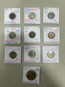 (10) Assorted Collectible Coins: Denver Mint , Philadelphia Mint , Error, Steel Pennies and more