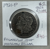 Authentic 1921 Morgan 90% Silver One Dollar Coin