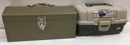 (1) Green Tool Box 16&rdquo;1/4x7&rdquo;1/2 (1)Plano Tackle Systems 13&rdquo;x7&rdquo;1/2 Light Brown On Dark Brown