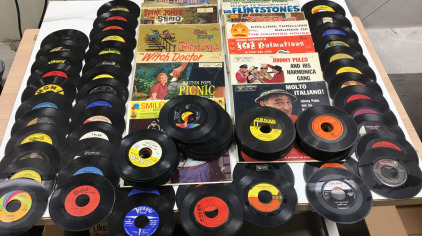 (14) 55 Vinyl Records (100+) 44 Vinyl Records Including Elvis, 101 Dalmatians, Witch Doctor & More