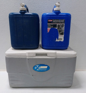 (1) Coleman Large Ice Chest (2) Coleman 5 Gal. Water Carriers