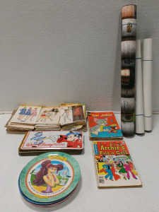 (25) Vintage Patterns (10) Vintage Assorted Comic Books Including Tom & Jerry Dennis The Menace (5) Hercules Plates & More