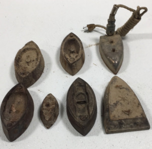 (6) Iron Plates For Ironing (1) iron Varying Sizes .Sold iron