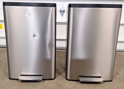 (1) Pair Kohler Stainless Steel Trash & Recycling Bins W/Inserts