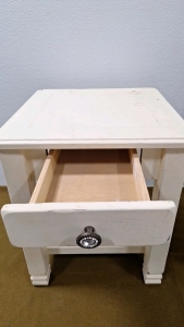 (1) End Table W/Drawer & Wooden Chair