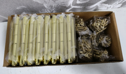 (2) 18 Pack Boxes of Satin Brass Door Hinges with Screws 4"X4"