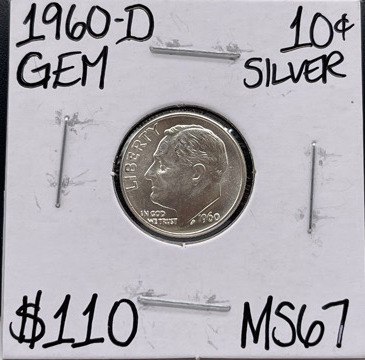 1960-D MS67 Gem Silver Roosevelt Dime