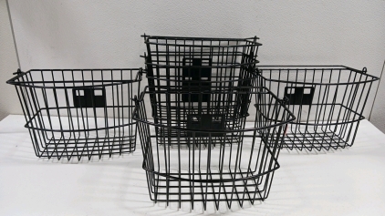 (6) Black Metal Bicycle Baskets with Handles