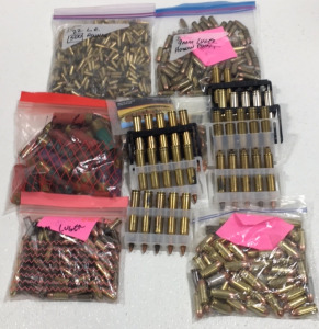 (500)22Lr Rounds.(85)9 MM Hollow Point.(82)9MM Luger (61)45.Auto Rounds (16)6.Gage Rounds(32)300.Win.Mag Rounds