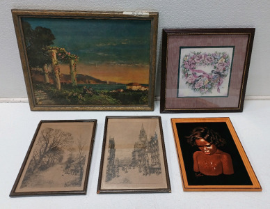 (5) Assorted Small Pictures; Sizes Vary From 16"&times;20" To 12"&times;9"