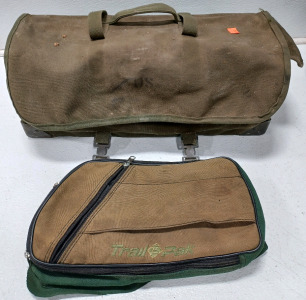(1) Military Canvas Bag w/Chains Trail Pak & Bungee Cords Inside