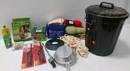 (1) Solar Heated Camp Shower (1) Quick Pump (1) Propane Bottle Refill Kit (2) Utility Lighters & More