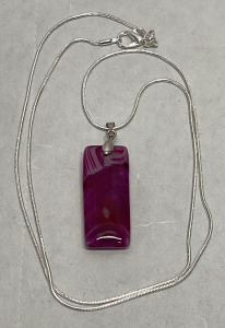 32.15ct. Natural Peach/Pink Fire Agate Gemstone Pendant W/ Silver .925 Necklace