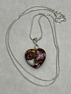 Rainbow Sea Sediment Jasper Heart Shaped Pendant W/ Silver .925 Necklace