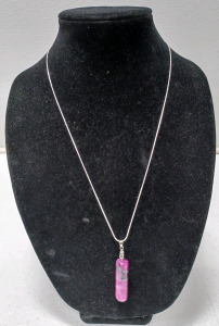 52.75ct. Round Onyx Druzy Gemstone Cylinder .925 Necklace