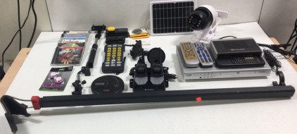 (19) Items Wi-Fi Solar Battery Powered Camera Selfi Sticks &More
