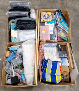 (4) Boxes Of Assorted Household Hardware, Assorted Automotive Parts & More