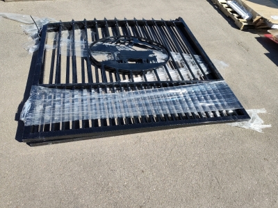 Wroth Iron Gate Total Length 14' x 8' Height. Has Great Live Stock Cut Out In Center.