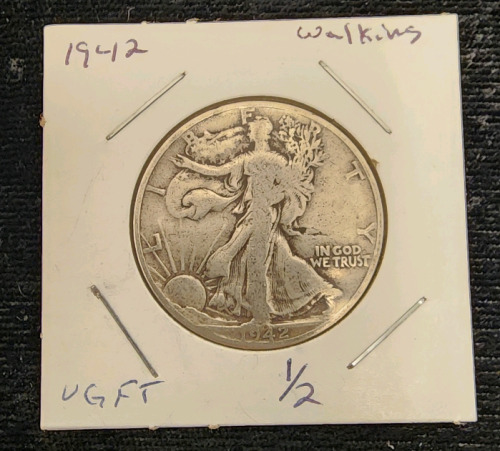 1942 Walking Liberty Silver Half Dollar, 90% Silver