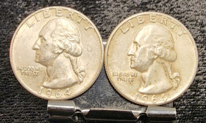 (2) 1964 90% Silver Quarters— Verified Authentic