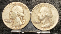 (2) 1957 90% Silver Quarters— Verified Authentic