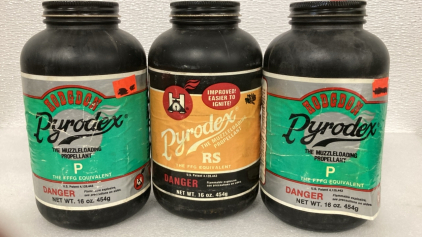 (3) Partial Bottles Of Pyrodex Black Powder