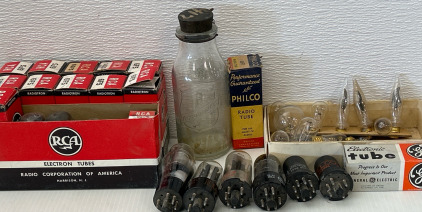 Vintage Electron/Radio Tubes & Bulbs w/ Mojonnier Milk Testing Bottle