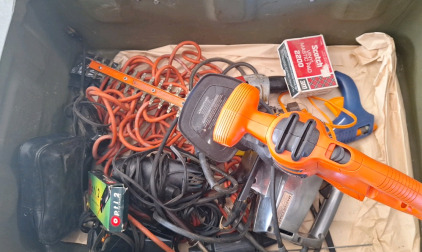 Metal Trunk w/ Electric Hedge Trimmer & Other Tools...BB14