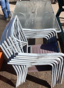 (6) Patio Chairs And Glass Table