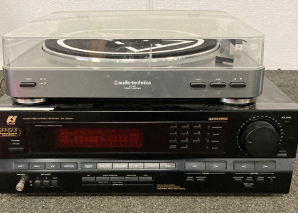 Audio-Technica Turntable (Needs New Belt, Turns On), Sansui Receiver (Turns On)