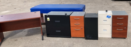 Physicians Table, Variouse Filing Cabinets, Desk