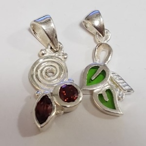 $120 Silver Lot Of 2 Garnet Pendant