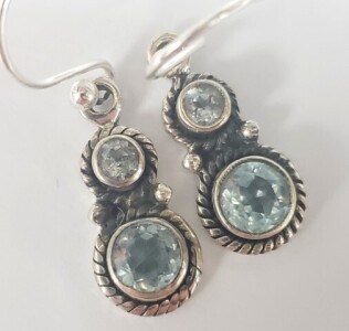 $160 Silver Blue Topaz Earrings