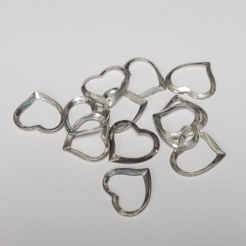 Silver Pack Of 12 Floating Heart Pendant