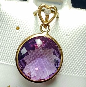 $400 14K Amethyst(3ct) Diamond Pendant