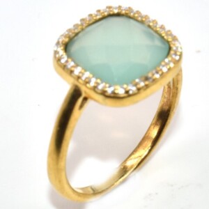 Gold plated Sil Calcydonia(3.1ct) Ring