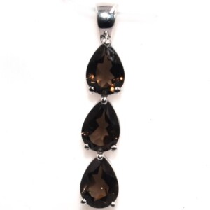 Silver Smokey Quartz(1.45ct) Pendant