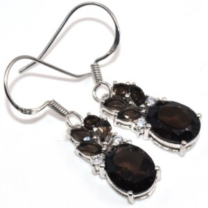 Silver Smokey Quartz(6.85ct) Earrings