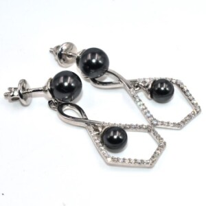 Silver Black Pearl(4.6ct) Earrings