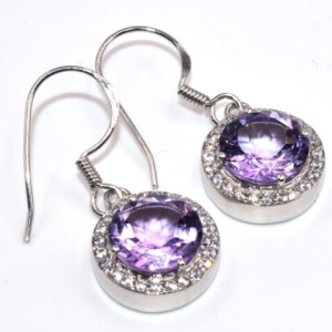 Silver Amethyst Cz(6.85ct) Earrings