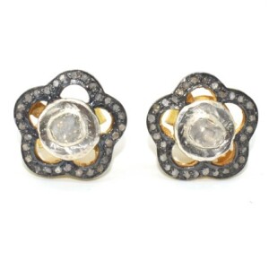Silver Rose Cut Diamond(1.6ct) Earrings