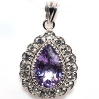 Silver Amethyst Cz(4.35ct) Pendant