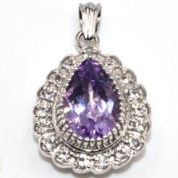 Silver Amethyst Cz(4.35ct) Pendant - 2