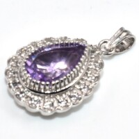 Silver Amethyst Cz(4.35ct) Pendant - 3