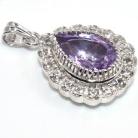 Silver Amethyst Cz(4.35ct) Pendant - 4