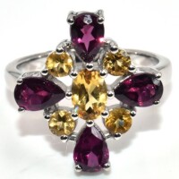 Silver Citrine Garnet(3.45ct) Ring