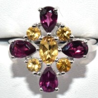 Silver Citrine Garnet(3.45ct) Ring - 2