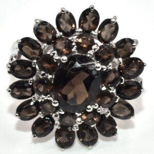 Silver Smokey Quartz(8.75ct) Ring