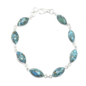 Silver Blue Copper Turquoise(18.5ct) Bracelet